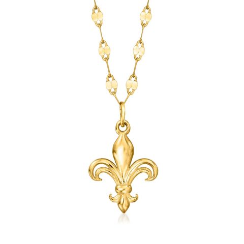 Ross-Simons Italian 14kt Yellow Gold Fleur-De-Lis Necklace 7232035160124