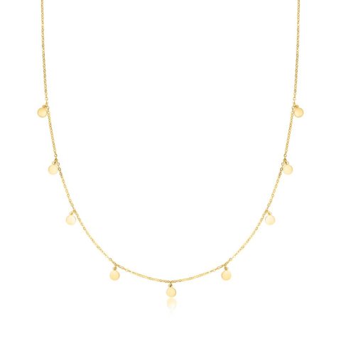 Canaria Italian 10kt Yellow Gold Mini Disc Station Necklace
