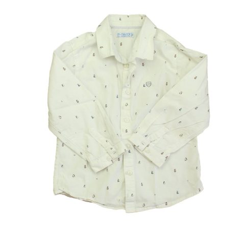 Mayoral Boys White Penguins Button Down Short Sleeve 7805920706620