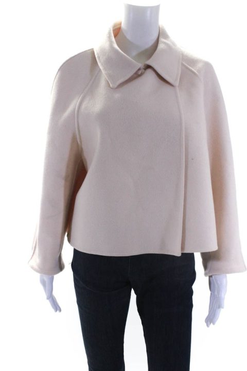 Bottega Veneta Womens Wool Blend Collared Snap Closure Coat Peach 7833511329852