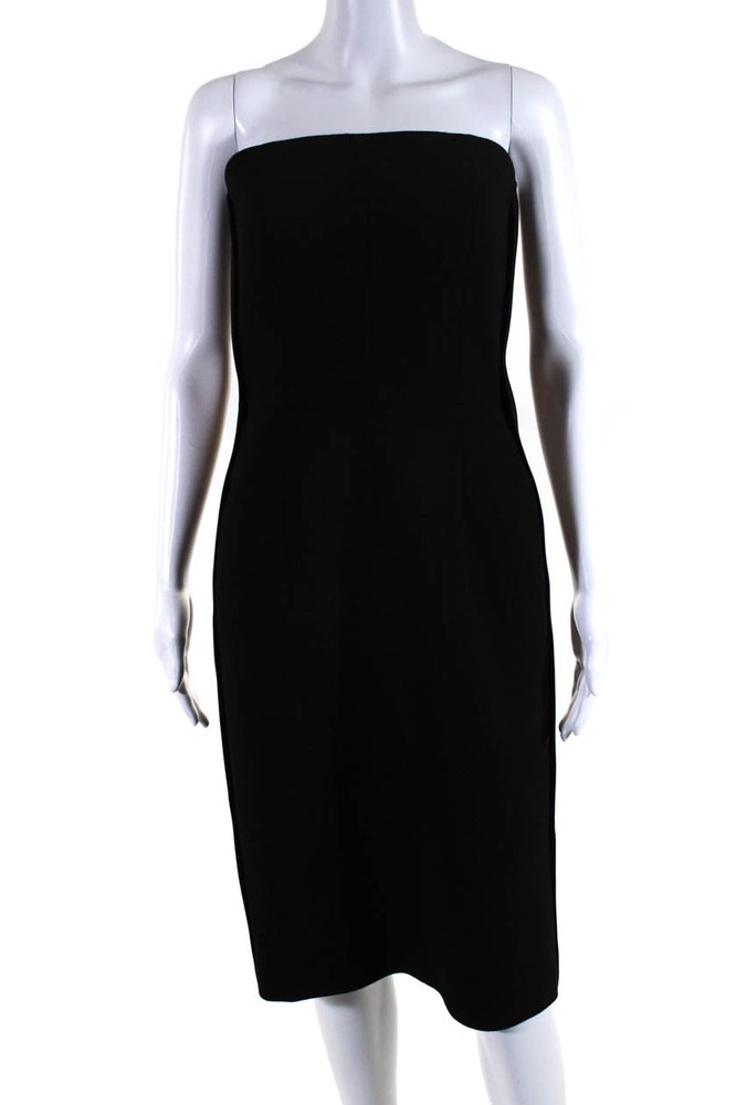Dice Kayek Womens Strapless Satin Trim Crepe Sheath Dress Black 7833539149884