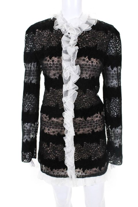 Giambattista Valli Womens NWT All Over Embroidered Mini Dress Black 7833543540796
