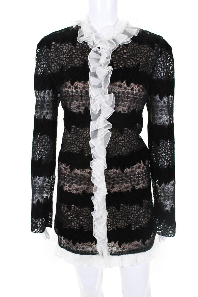 Giambattista Valli Womens NWT All Over Embroidered Mini Dress Black 7833543540796