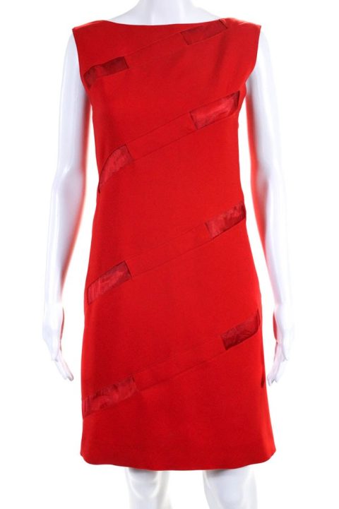 Courreges Womens Sleeveless Knee Length Cocktail Dress Red 7833541443644