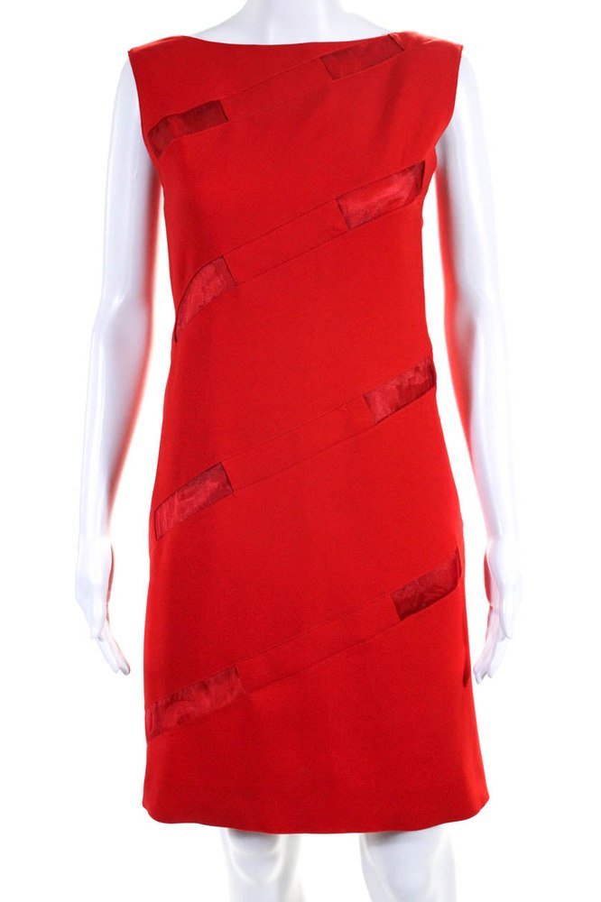 Courreges Womens Sleeveless Knee Length Cocktail Dress Red 7833541443644