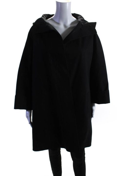 The Row Womens Button Front Hooded Oversized Coat Black Cotton 7833543868476