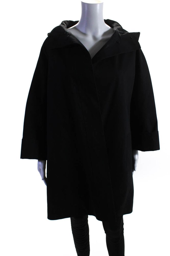 The Row Womens Button Front Hooded Oversized Coat Black Cotton 7833543868476