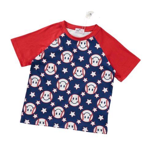 Kids Home Run Shirt In Navy/red