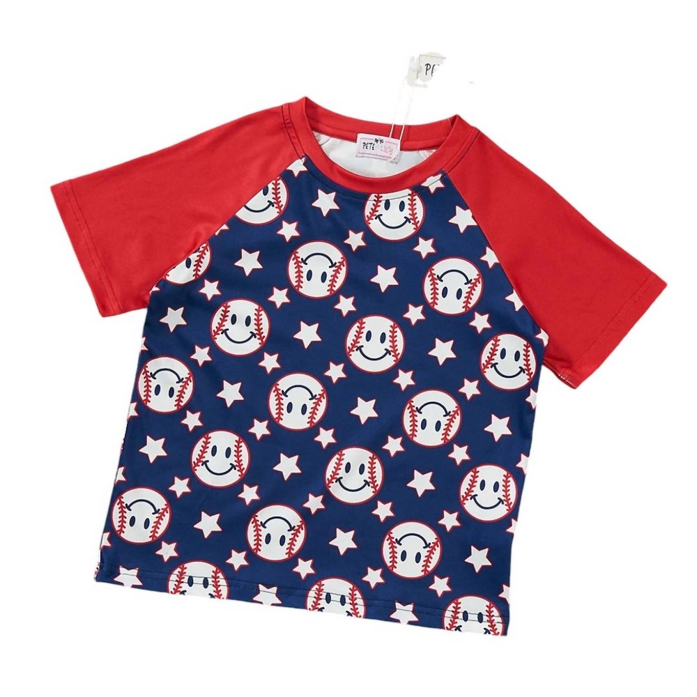 Kids Home Run Shirt In Navy/red
