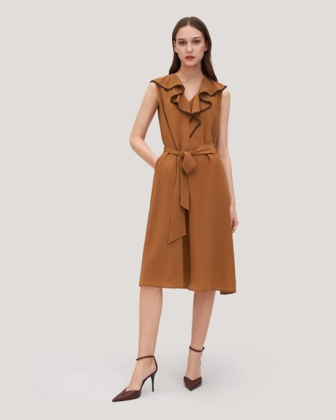 Women’s V-Neck Sleeveless Silk Orchid Dress