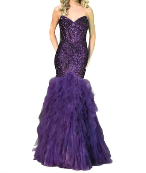 Sequin Mermaid Prom Dress In Purple 7833554944060