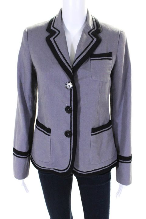 Marc Jacobs Womens Cotton Notched Collar Button Up Blazer Jacket Gray 7833570574396