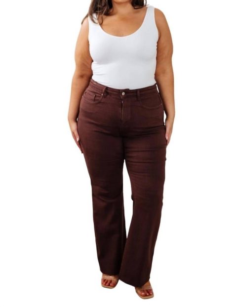High Rise Control Top Flare Jeans In Espresso 7706170654780