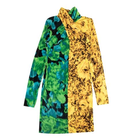 Richard Quinn Moire Twisted Dress – Sunflower/Green