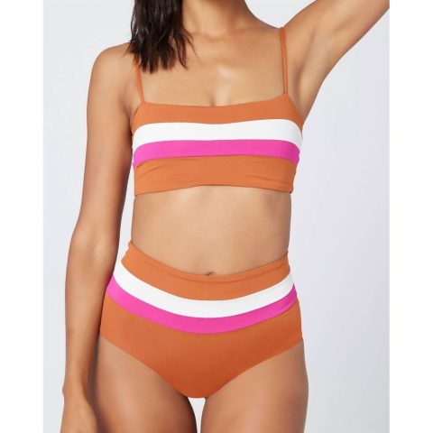 Rebel Stripe Bikini Top In Amber/bougainvillea/cream 7833584697404