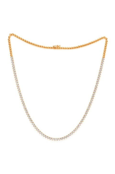 14KT ROSE GOLD DIAMOND HALF WAY NECKLACE FETAURES 3.15 CARATS OF DIAMONDS, TREE PRONG.