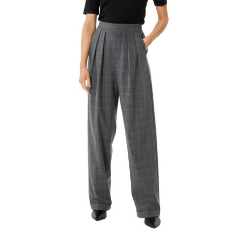 Double Pleat Trouser In Grey Plaid 7706204569660
