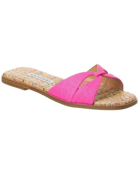 Aquazzura Villette Canvas & Raffia Sandal