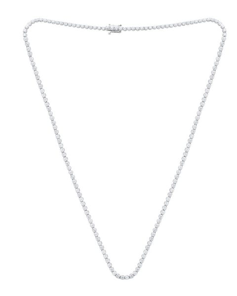 14KT WHITE GOLD DIAMOND CLASSIC STRAIGHT TENNIS NECKLACE FETAURES 4.07CTS CARATS OF DIAMONDS, 4 PRONG,172ST