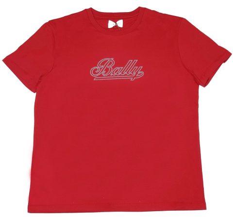Bally 6248613 Women’s Red 100% Cotton Studs Logo T-Shirt 7706217152572
