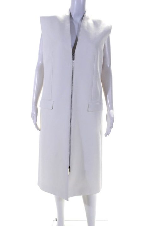 Givenchy Womens Full Zipper Sleeveless Shift Dress White 7833607372860