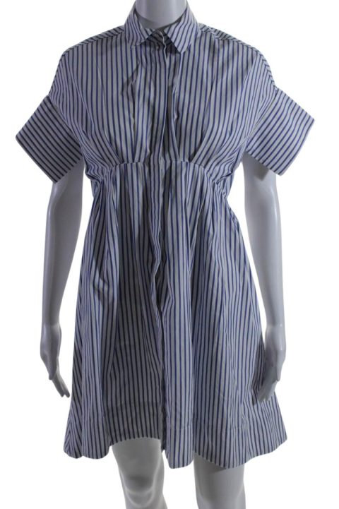 Victoria Beckham Womens Collared Short Sleeve Button Down Dress White 7833599541308