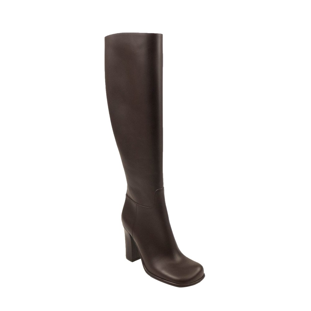 Bottega Veneta Storm Square Toe Knee High Boots – Brown