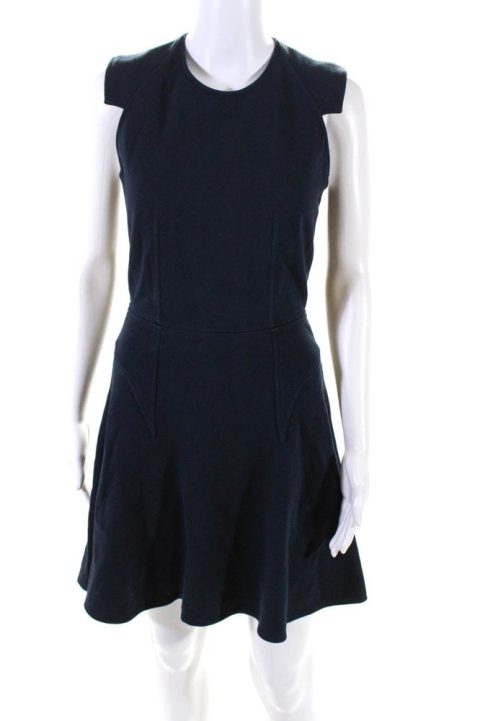 Givenchy Womens Dark Navy Cotton Crew Neck Sleeveless Shift Dress 7833601441852