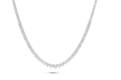18KTWG HALF-GRADUATED TENNIS NECKLACE FEATURES 5.15CTS ROUND DIAMONDS
