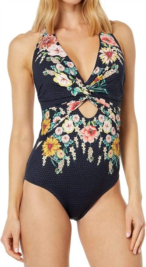 Women’s Twist Keyhole One-Piece Swimsuit In Multi