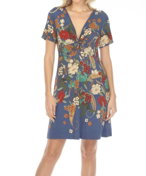 Tee Bee Twist Front Swing Dress In Multi 7706226262076