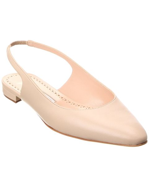 Manolo Blahnik Sawra Leather Slingback Flat 7706226622524