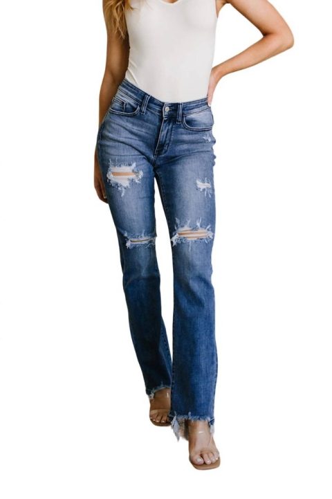 Destroyed Straight Jeans In Dark Wash 7706227245116
