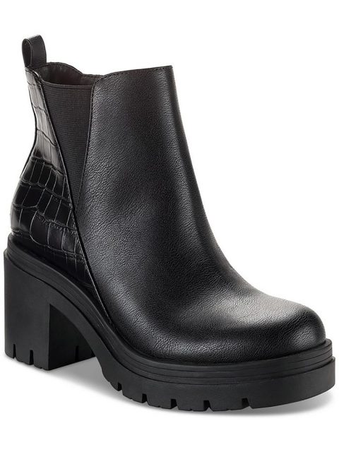 Veronikaa Womens Faux Leather Block Heel Chelsea Boots 7833613795388