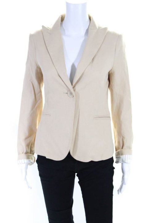 Marc Jacobs Women’s Long Sleeves Lined One Button Blazer Beige 7833618972732