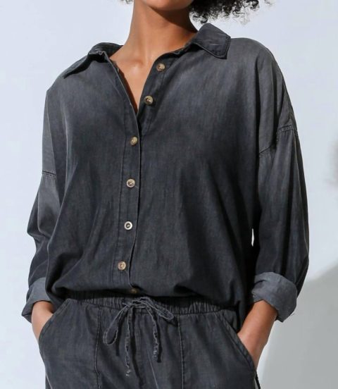 Hendrix Button Down Shirt In Vintage Onyx