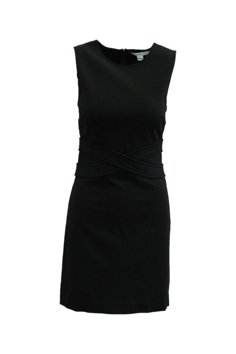 Diane Von Furstenberg Evita Sleeveless Shift Dress in Black Viscose 7833629786172