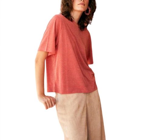 Iora Lurex Jersey T-Shirt In Coral 7706229538876