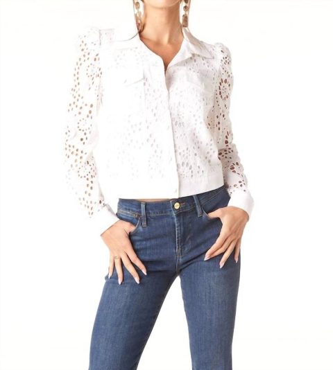 Averill Eyelet Jacket In White Eyelet 7706229866556