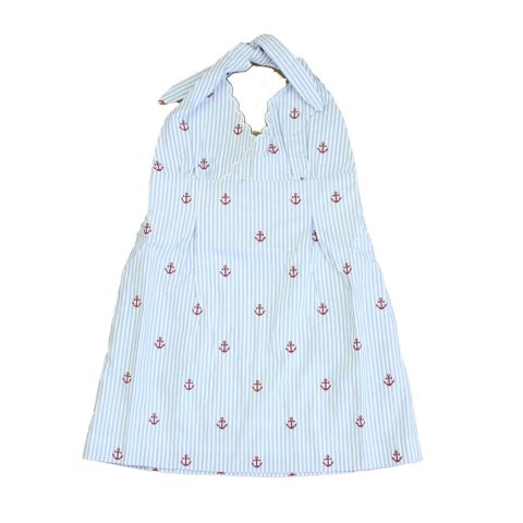 Classic Prep Girls Red Anchor | Blue Seersucker Dress 7805965467708