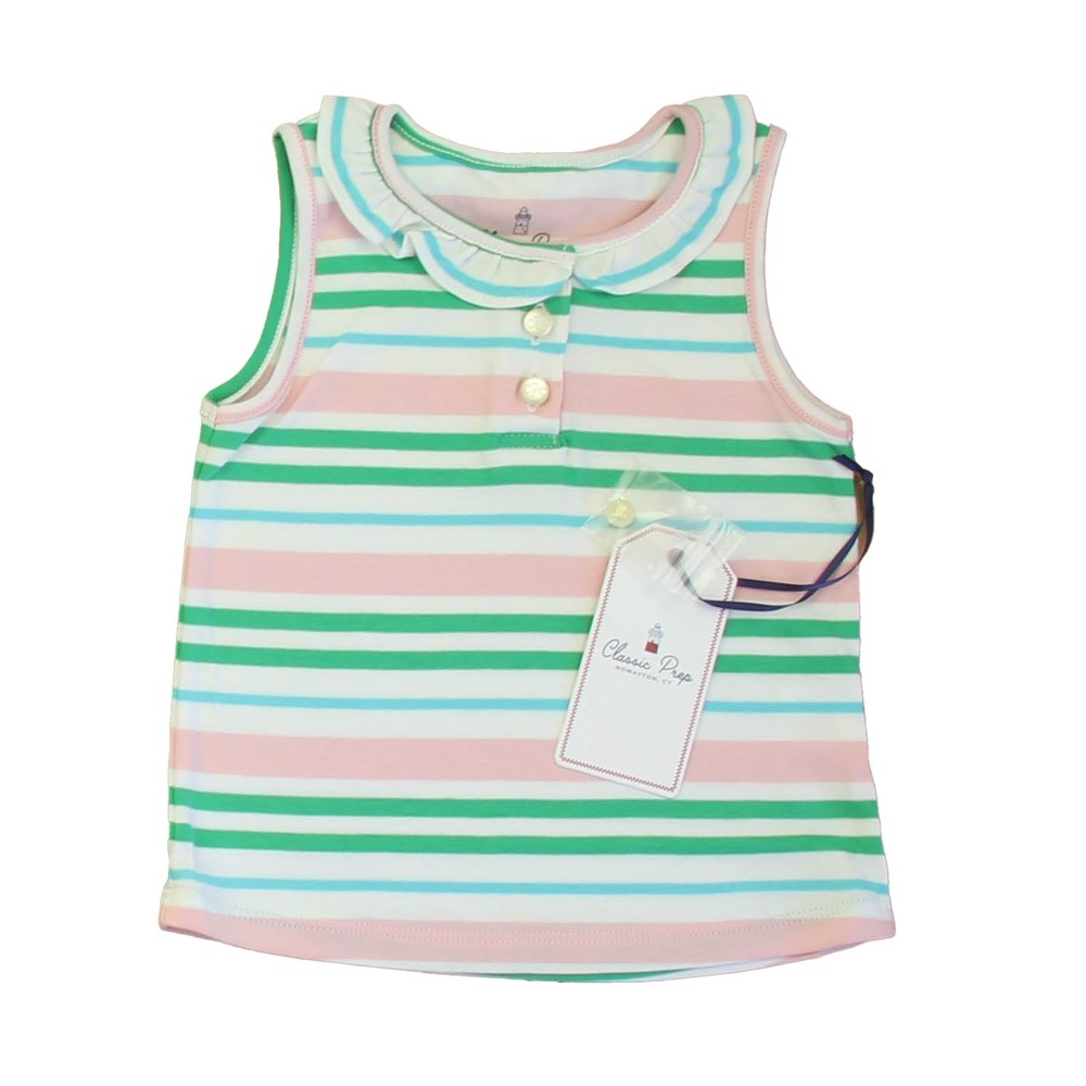 Classic Prep Girls Lilly’s Pink Multistripe Polo Shirt 7805970874428