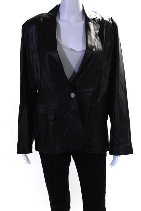 In Transit 2 Womens Leather Single Button Jacket Black 7833651347516