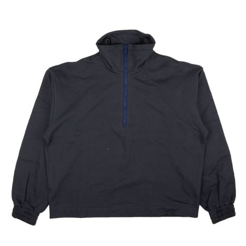 Navy Blue Half Zip High Collar Sweatshirt
