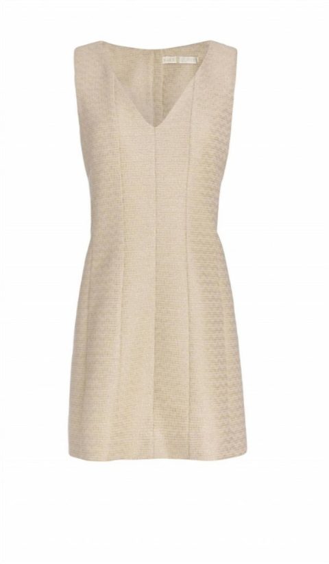 Cher Metallic Tweed Dress In Ecru/gold
