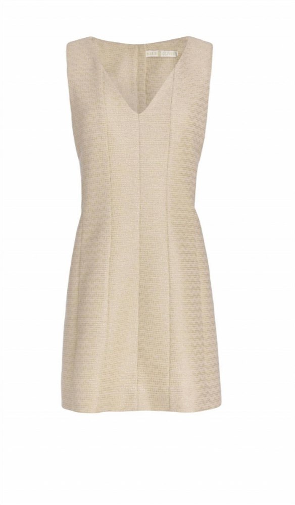 Cher Metallic Tweed Dress In Ecru/gold