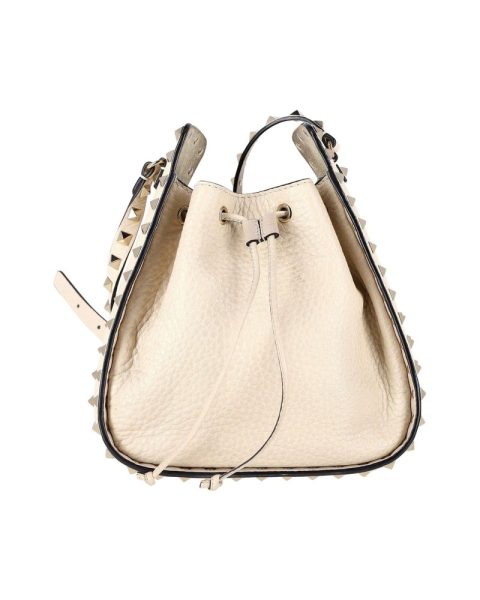 Valentino Garavani Rockstud Bucket Bag in Cream Leather 7707796504636