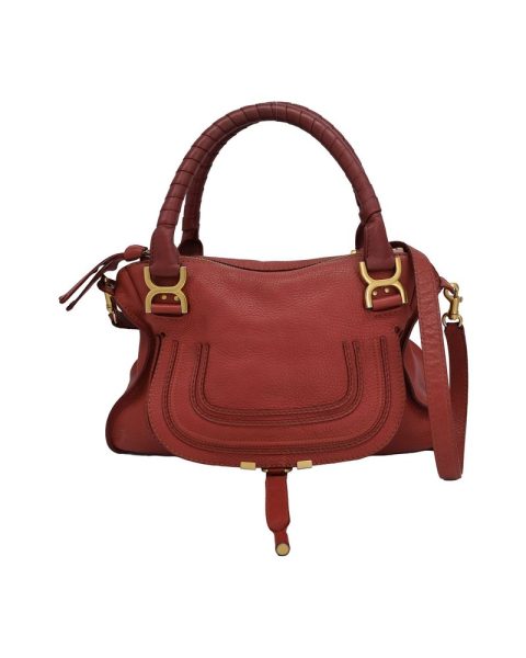 Chloe Marcie Medium Handbag in Red Calfskin Leather 7707795390524