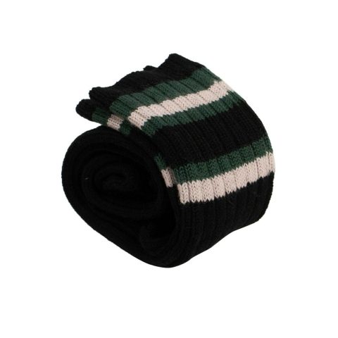 Black/Green Ribbed Stiped Knee High Socks