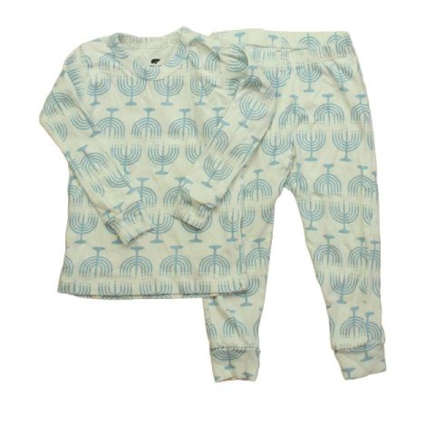 Monica + Andy Boys White | Blue Menorah 2-piece Pajamas 7805988700220