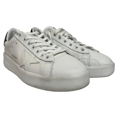 Golden Goose Purestar Low-Top Sneakers in White Calfskin Leather 7833680937020